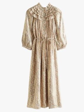 & Other Stories belted ruffle midi-dress Size 4